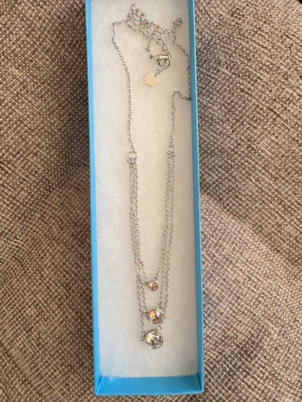 Touchstone Crystal Sandy Necklace, 18", 3 layeer